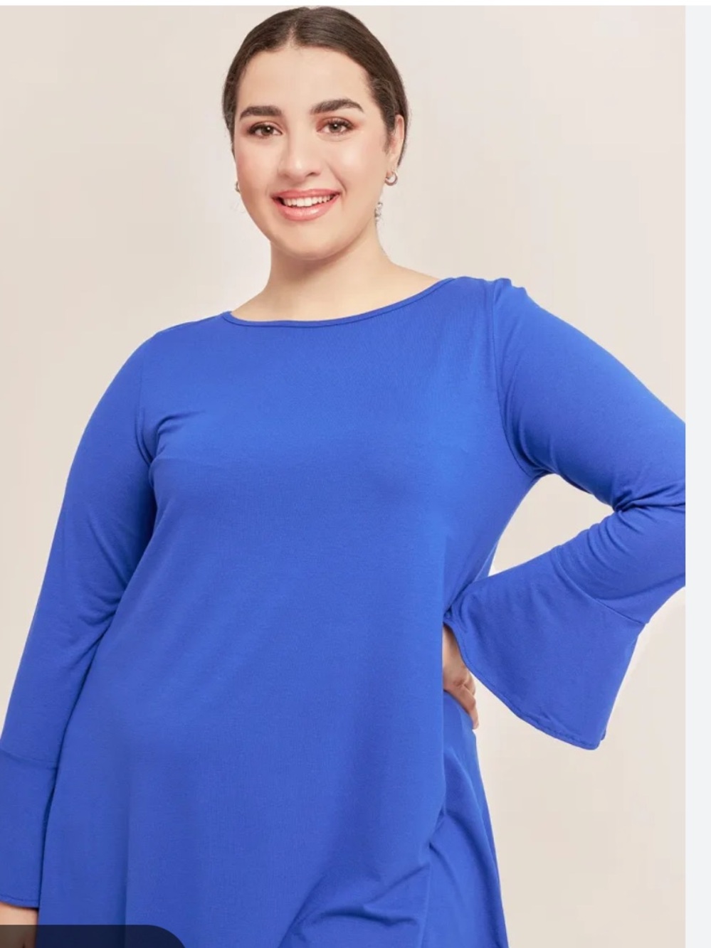 A’Nue Miami Royal Blue Long-Sleeve Boatneck Women's Top Medium